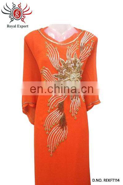 Royals Flower Leaf Pattern Design Farasha Kaftan for sale