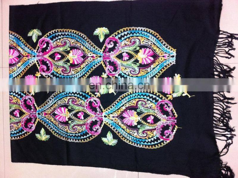 embroider triangle scarf with fringe 180*70cm lady's scarf woman triangular shawl triangle lace scarf