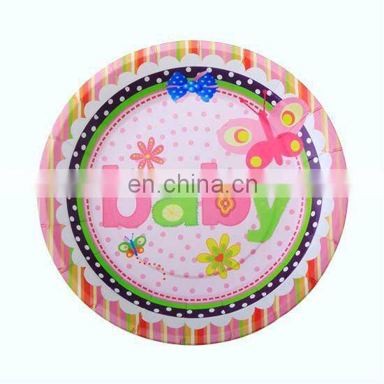 Fashional 7" blue round cute baby boy's theme paper plates