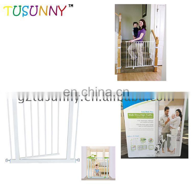 Provides safety in extra-wide spaces metal baby safety gate