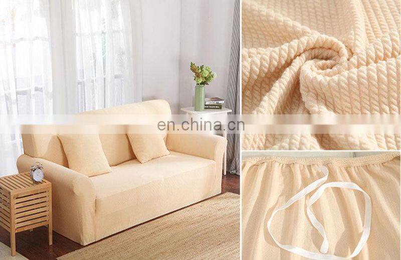 High quality fitted couch cover plain knitting sofa cover