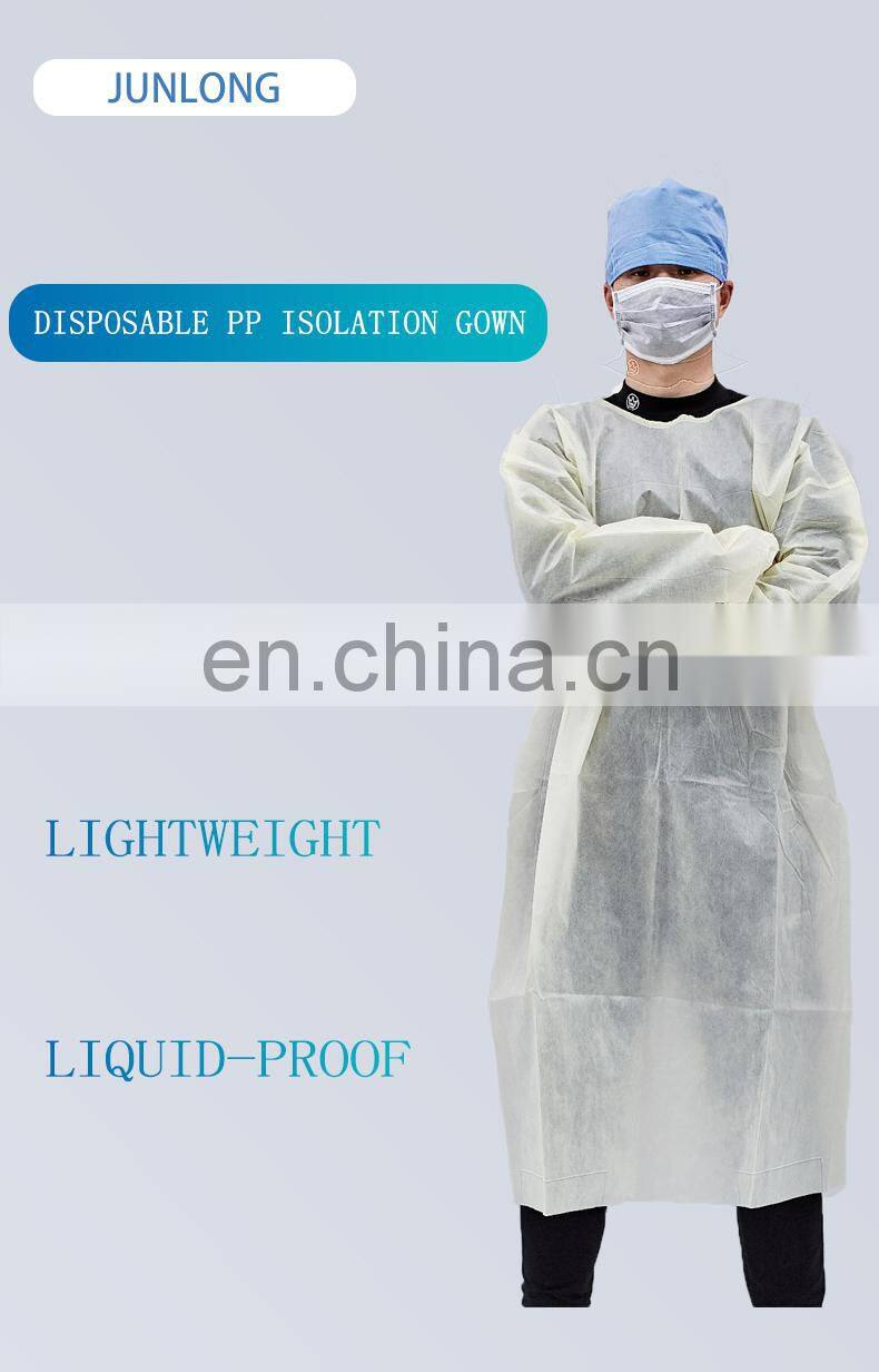 Impervious Level 1 PP Isolation Gown Disposable Yellow Doctor Uniform