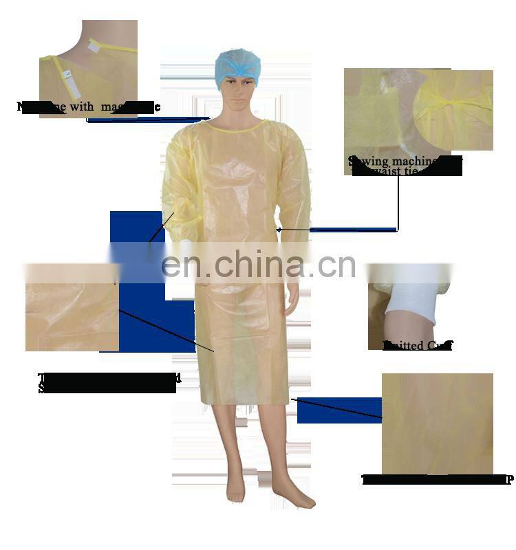 AAMI Level 2 PE Coating Surgical Gown Dental Medical Disposable Non-woven Isolation Gown