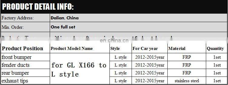 X166 body kits fit for GL-CLASS X166 style GL63 body kits for GL X166