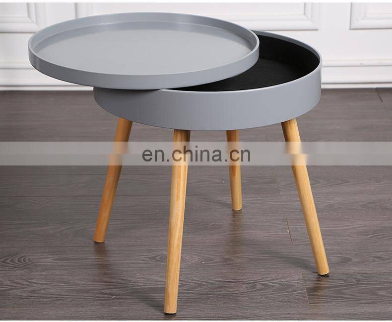 fashion style furniture Round Shape grey color Coffee tray Table and end table with single drawer storage for outdoor and indoor