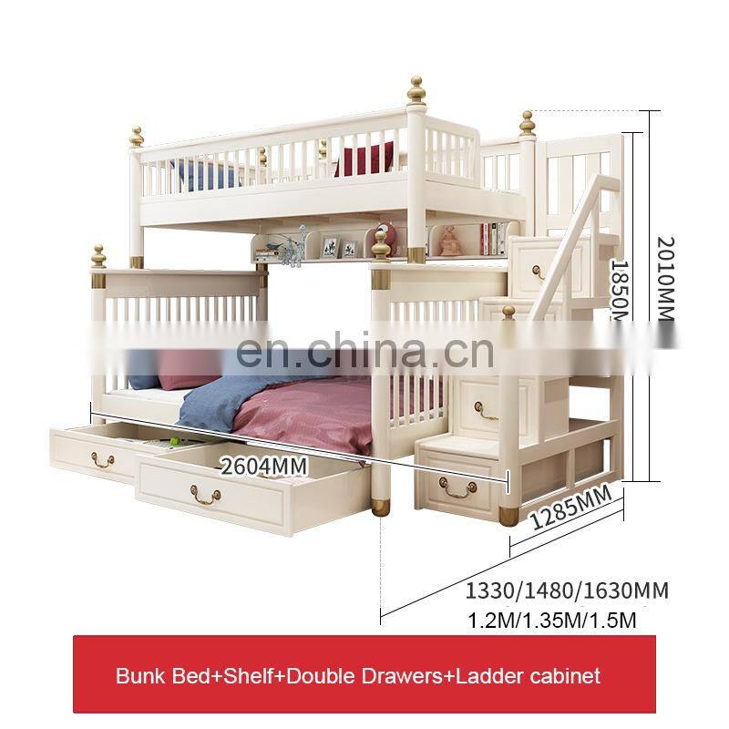 Wooden Bunk Bed Beds with Slide Bedroom Furniture for Mother and Child Bed