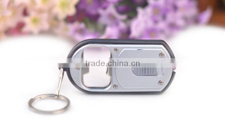 Wholesale logo printed plastic led bottle opener keychain