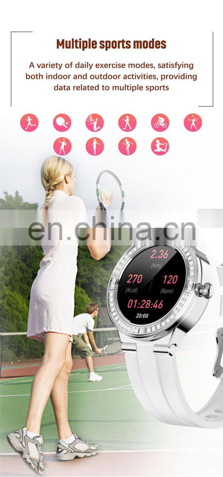 LIGE BW0323 Women Smartwatch For Android Ios Waterproof Heart Rate Fitness Wristwatch Exercise Smart Watch