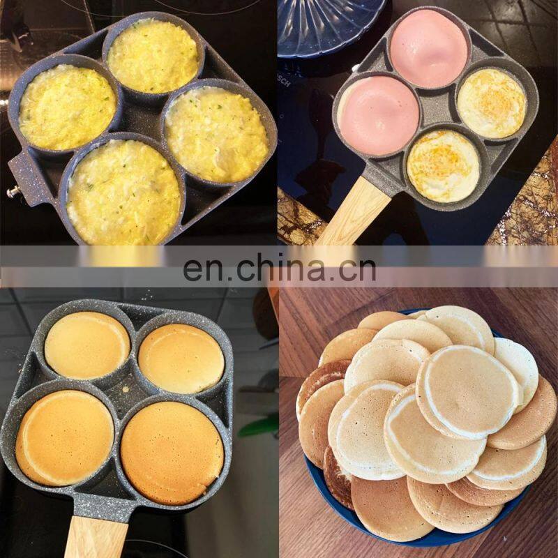 4 Hole Frying Pot Pan Thickened Omelet Pan Non-stick Egg Pancake Steak Cooking Egg Ham Pans Breakfast Maker Cookware