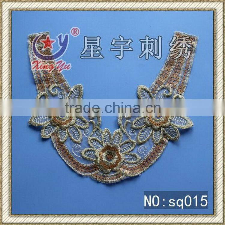 Wholesale sequin butterfly applique lace collar neck trimmings