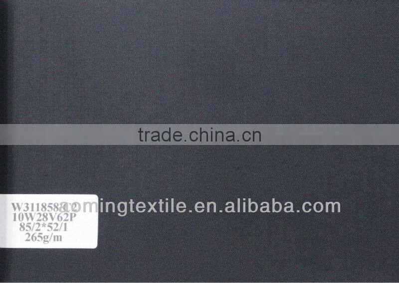 cheap Herringbone 10% Wool Suit Fabric on PROMOTION in navy