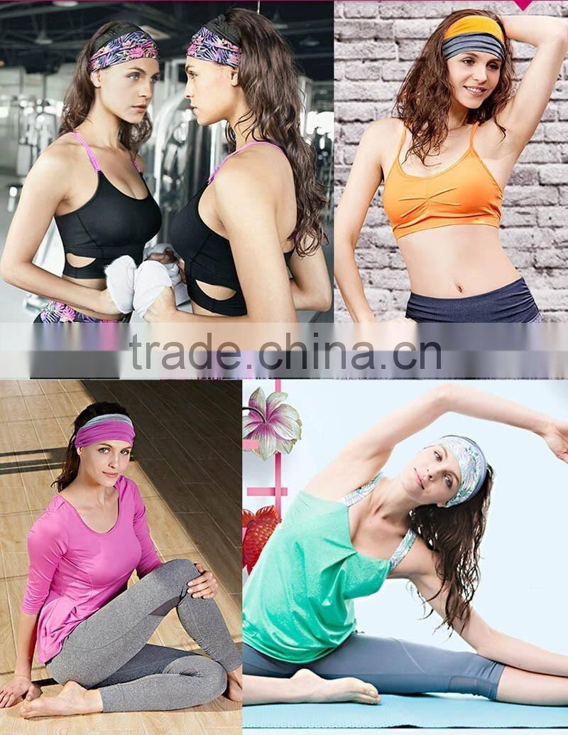 (Factory/low MOQ)High quality women elastic sweat yoga sports headband