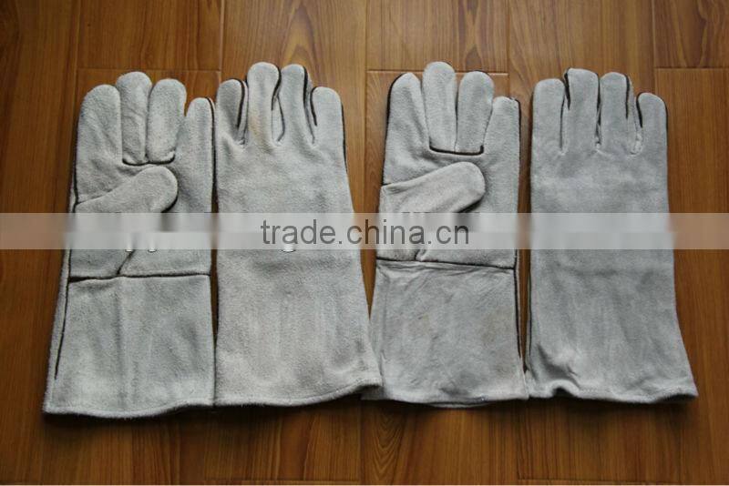 long sleeve grey welding glove/cow split leather welding glove