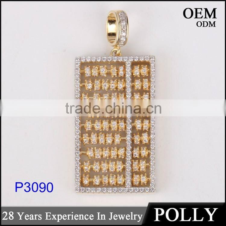 Newest working mens hip hop abacus pendant jewelry silver 10k gold plating
