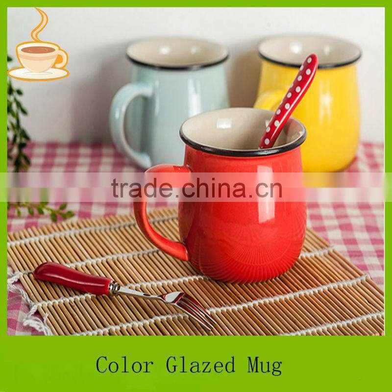 Ceramic travel mug, Travel coffee mug with spoon LJ-4187