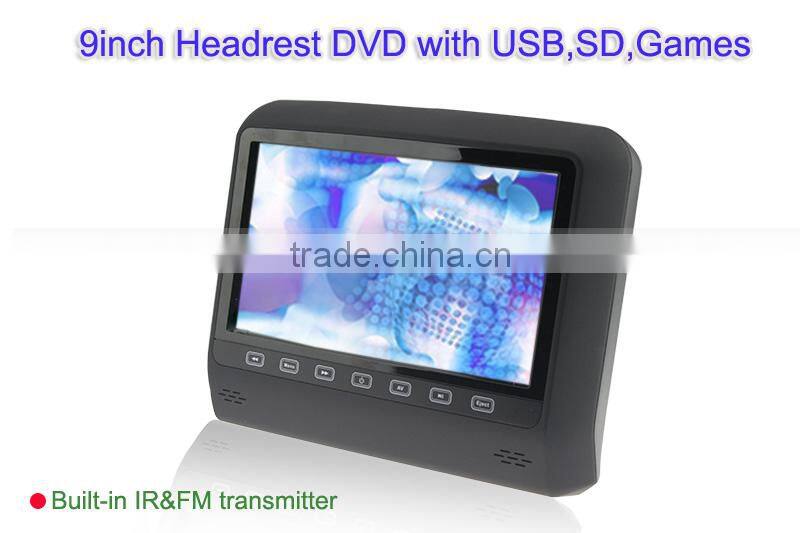 9" digital headrest DVD player without pillow