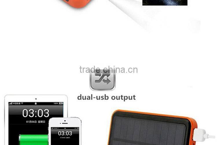 Hot new products for 2015 outdoor Waterproof Solar Mobile portable Power Bank Charger 12000mAh