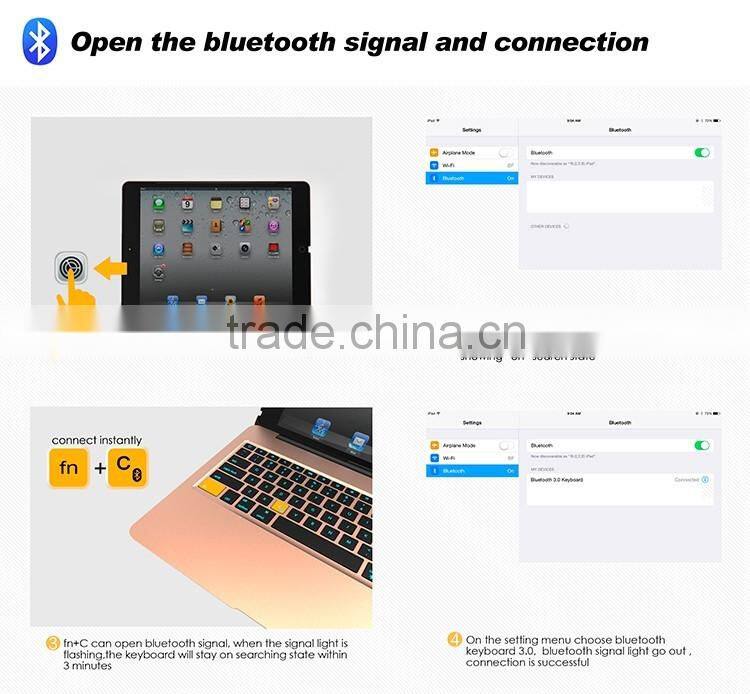 Wholesale backlit keys Bluetooth keyboard case for iPad Pro wireless clamshell Bluetooth keyboard case whosale