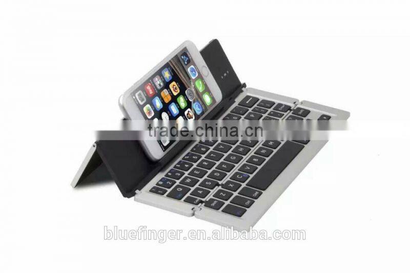 Folding Aluminium alloy Universal Bluetooth keyboard for IOS/Windows/Android tablets and smart phones with stand