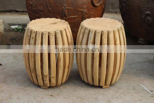 Chinese antique natural wooden round stool