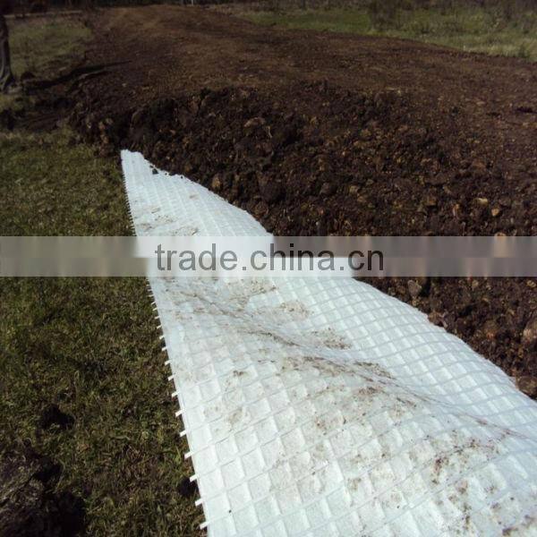 reinforced fiberglass geogrid composite with geotextile