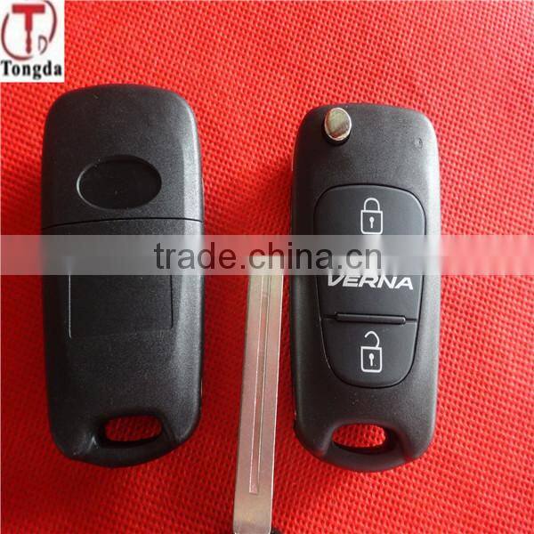 Tongda hot sale 4 button flip key fob key blank /key shell for Hyundai K3 Elantra Forte