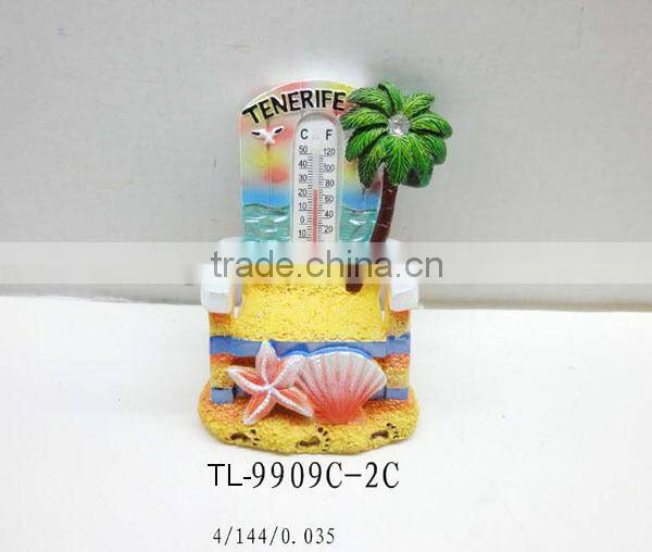 Poly resin decoration thermometer with palm tree