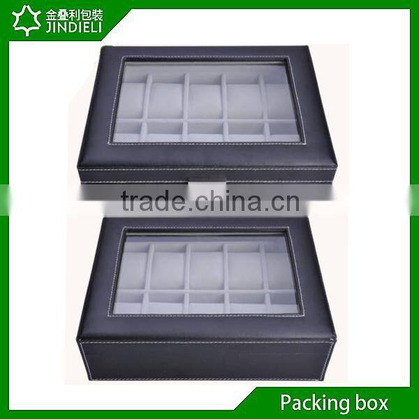 Elegant black leather watches boxes storage