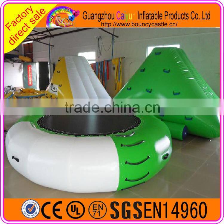 Green White Inflatable Water Catapult Trampoline For Kids