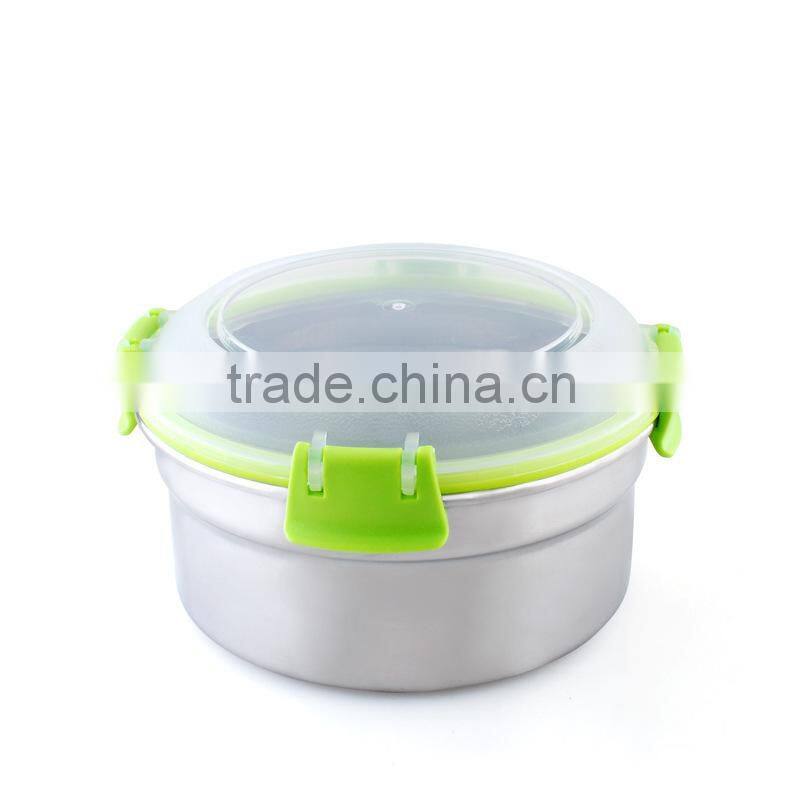 round shape stainless steel stackable food container to keep food fresh