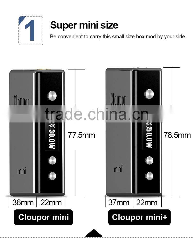 Cloupor MINI Plus 50w box mod/Cloupor MINI + / Cloupor GT mini 50 watt mod 50w vape mod wholesale