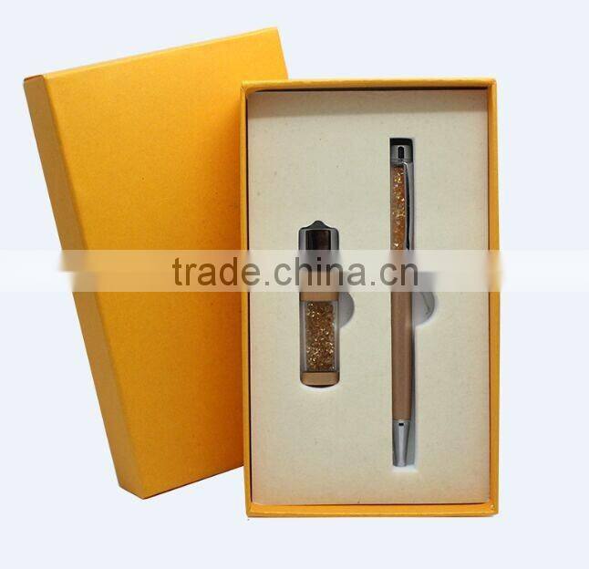 Hot sell cumstom USB set, gift sets with USB flash driver and pen