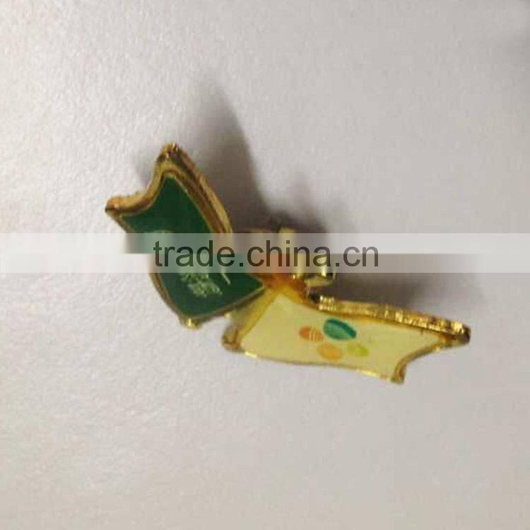 Custom perfect gift brass(zinc alloy) metal butterfly lapel pin badge