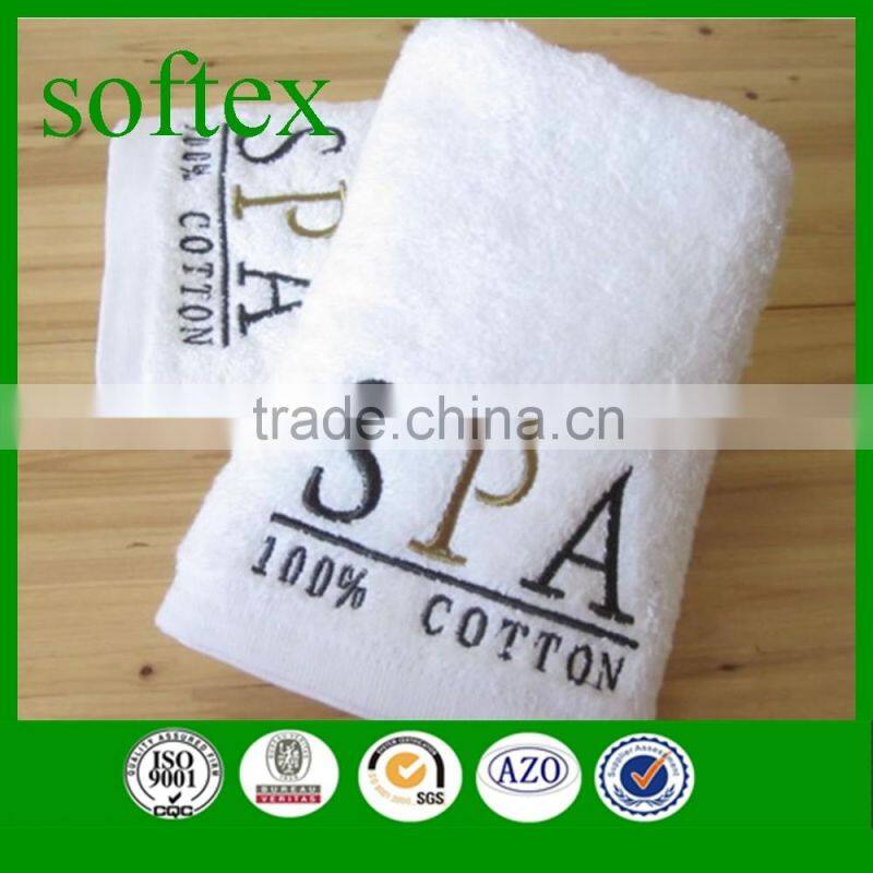 luxury white embroidery custom logo cotton face towels for hotel & spa