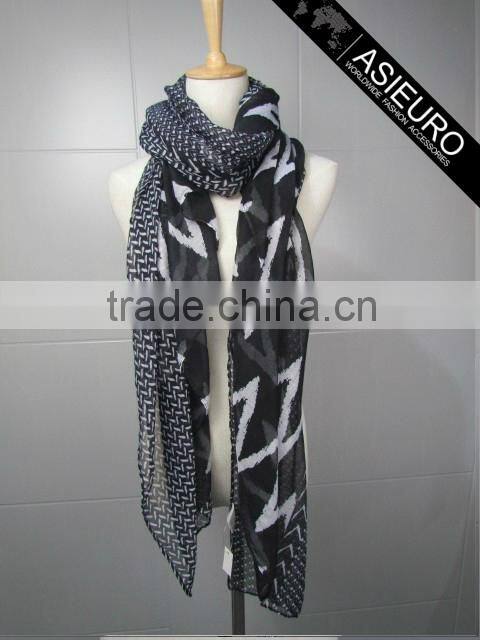 Printed Polyester Voile For Women SCARF Brown AZO free BSCI and SEDEX audited