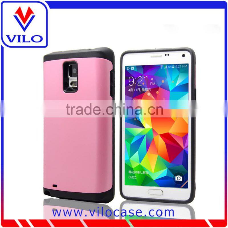 Combo materails card hold touch armor hybrid case for samsung note 4 with mirror