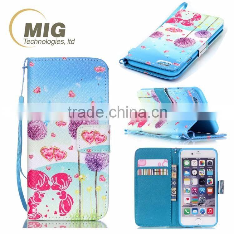 For iphone 4 / 4s / 5 / 5s / 6s / 6s plus soft silicone case inside colored drawing The wallet leather phone case