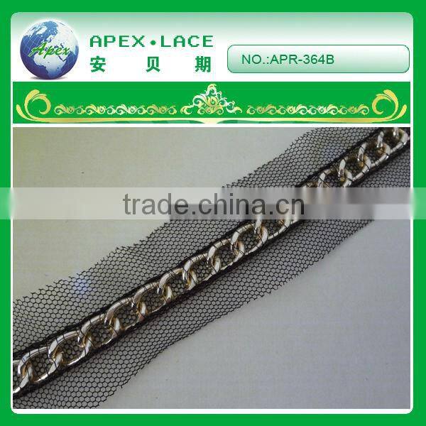 APR-360 Charming metal sequin swiss voile lace trimming/braids wholesale