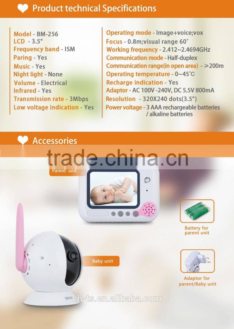 3.5" LCD Video Baby Monitor ,Wireless Digital camera