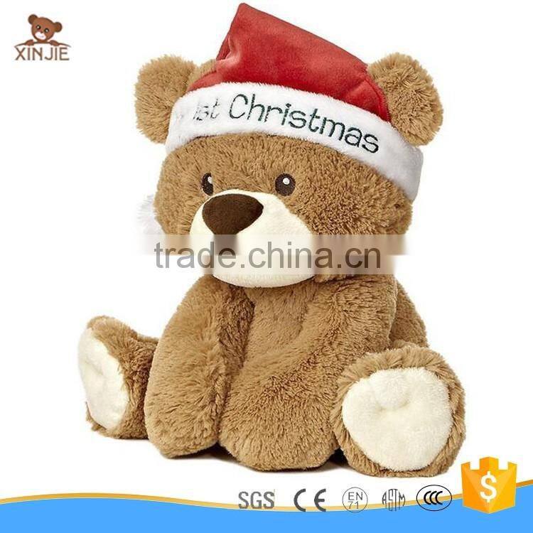 hot sale lovely plush teddy bear toy with christmas hat