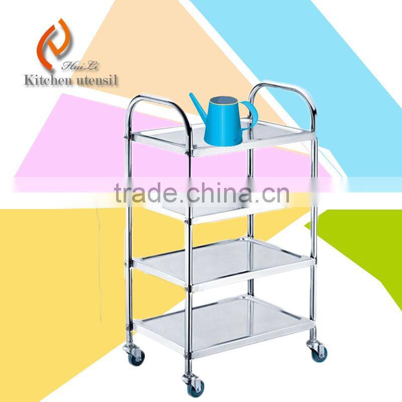Stainless steel commercial Hotel room serving four layers trolley cart with wheels