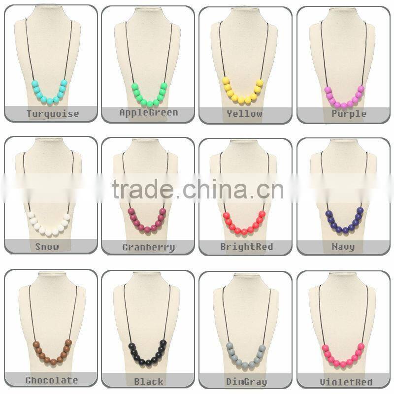 Soft Silicone Necklace for Teething/Fashion silicone necklace 2015