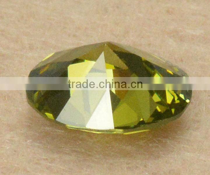 wholesale high quality loose Oval dark Peridot cz lab created diamond