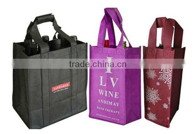 customizable non woven 6 bottle 6 pack wine tote bag