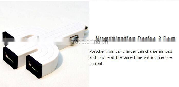 Hiqh quality universal usb car charger with 3 usb ports