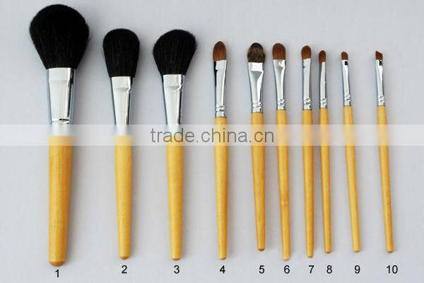 eco friendly 10pcs wool makeup brush,professional cosmetic tools