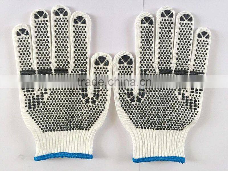 Single side yellow PVC dotted cotton glove,cotton glove for working