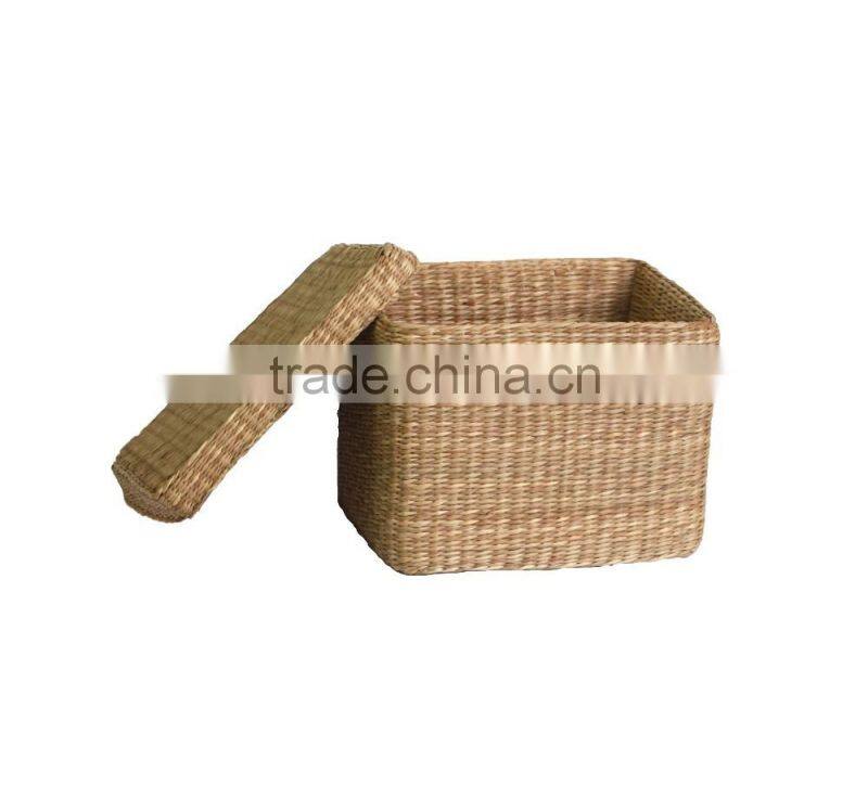 Cute seagrass box with lid, natural seagrass box with very very cheap price