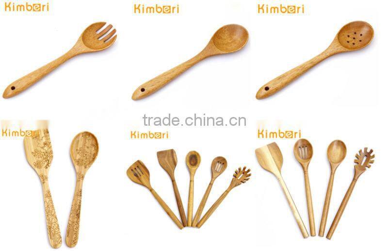 2014 popular cute beech wood kitchen utensil with silicone grip