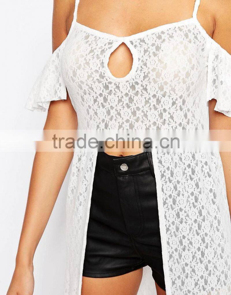 Latest Fashion The Ragged Priest Cold Shoulder Maxi Cami Top In Lace